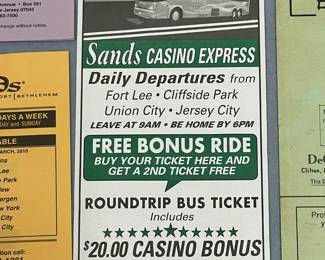 DeCamp Bus Lines Casino Charter Paper Ephemera