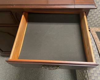 Wooden Sideboard Cabinet With Fold Out Sides, 2 Drawers, & 2 Doors (Ethan Allen) - 2 Available
