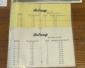 Vintage DeCamp Bus Lines Pay Rate Chart