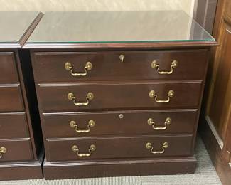 Wooden Filing Cabinet W/ 2 Drawers & Brass Hardware (Ethan Allen)