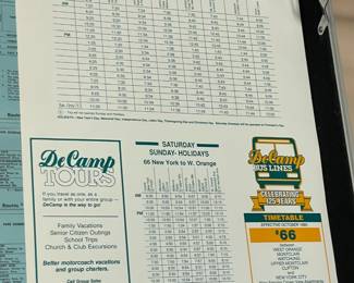 Original Vintage DeCamp Bus Lines Timetables