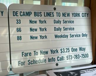 ORIGINAL DeCamp Bus Lines Bus Route Service Sign
