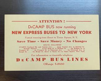 Vintage UN-USED DeCamp Bus Lines "New Express Buses" Postcards