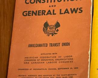 Vintage Constitution And General Laws (Amalgamated Transit Union) Book 1983