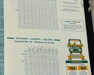 Original Vintage DeCamp Bus Lines Timetables