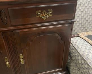 Wooden Sideboard Cabinet With Fold Out Sides, 2 Drawers, & 2 Doors (Ethan Allen) - 2 Available