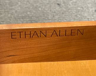 Executive Wooden Desk W/ Brass Hardware & Glass Top (Ethan Allen) - 2 Available