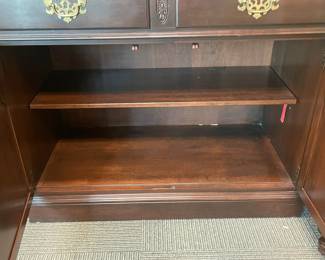 Wooden Sideboard Cabinet With Fold Out Sides, 2 Drawers, & 2 Doors (Ethan Allen) - 2 Available