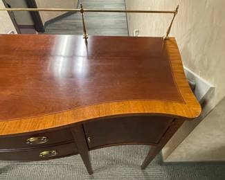 BEAUTIFUL Executive Dining Room/Conference Room Sideboard Cabinet W/ 2 Doors, 2 Drawers, & Brass Hardware And Rail (Ethan Allen)