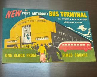 Vintage Port Authority Bus Terminal Linen Postcard