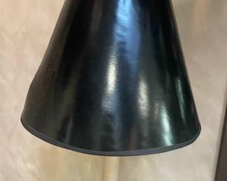 Pair Of Candlestick Lamps W/ Black Shades & Brass Base