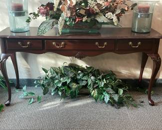 Wooden Console Table W/ 3 Drawers & Brass Hardware (Ethan Allen)