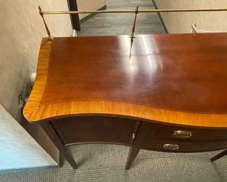 BEAUTIFUL Executive Dining Room/Conference Room Sideboard Cabinet W/ 2 Doors, 2 Drawers, & Brass Hardware And Rail (Ethan Allen)