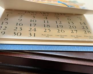 ORIGINAL 1939 & 1940 NY World's Fair Blue & Orange Calendars Personalized For DeCamp Bus Lines