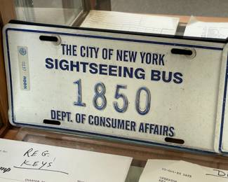 Vintage City Of New York Sightseeing Bus License Plate