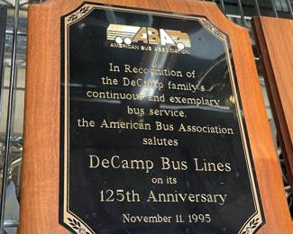 Assorted Award Plaques Awarded To DeCamp Bus Lines