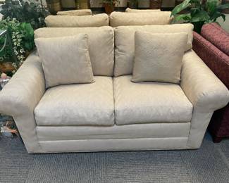 White Upholstered Love Seat (2 Available)