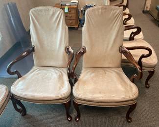 Executive Office Chairs W/ Leather Upholstery & Wood Arm Rests