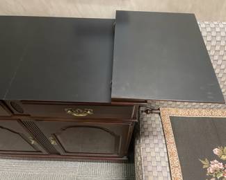 Wooden Sideboard Cabinet With Fold Out Sides, 2 Drawers, & 2 Doors (Ethan Allen) - 2 Available