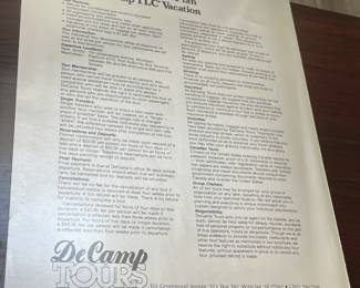 DeCamp Tours "1984 TLC Vacation Packages" Booklet