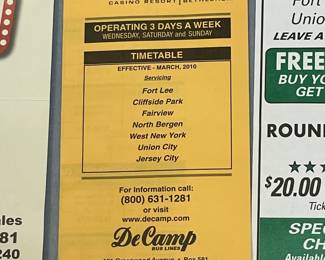 DeCamp Bus Lines Casino Charter Paper Ephemera
