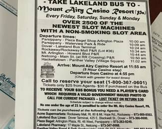 DeCamp Bus Lines Casino Charter Paper Ephemera