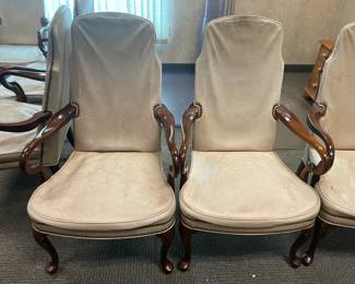 Executive Office Chairs W/ Leather Upholstery & Wood Arm Rests
