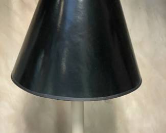 Pair Of Candlestick Lamps W/ Black Shades & Brass Base