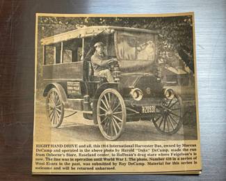 Vintage DeCamp Bus Lines Wooden Wagon Newspaper Ad