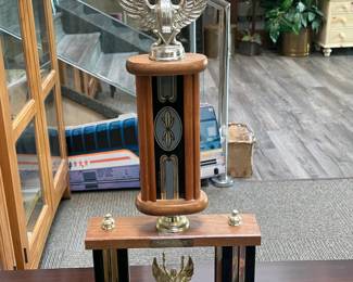 Assorted Trophies Awarded To DeCamp Bus Lines