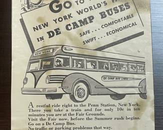 Vintage 1939/1940 NY World's Fair Newspaper Ad