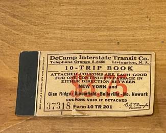 Vintage DeCamp Bus Lines 10 Trip Ticket Book