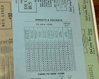 Original Vintage DeCamp Bus Lines Timetables