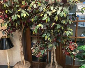 An Assortment Of Faux Plants, Ivy, Floral Arrangements, & OVERSIZED Trees
