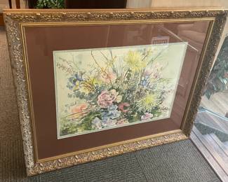 Floral Wall Art In Carved Gold Frame