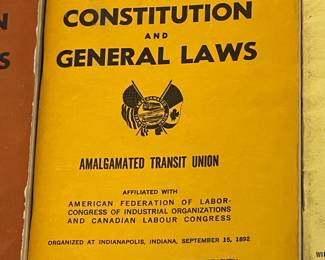 Vintage Constitution And General Laws (Amalgamated Transit Union) Book 1979