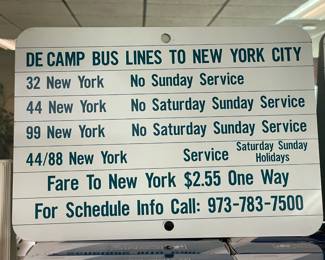 ORIGINAL DeCamp Bus Lines Bus Route Service Sign