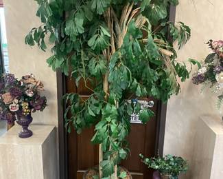 An Assortment Of Faux Plants, Ivy, Floral Arrangements, & OVERSIZED Trees