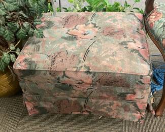 Floral Upholstered Ottoman