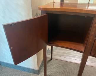 BEAUTIFUL Executive Dining Room/Conference Room Sideboard Cabinet W/ 2 Doors, 2 Drawers, & Brass Hardware And Rail (Ethan Allen)