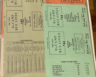 Original Vintage DeCamp Bus Lines Timetables