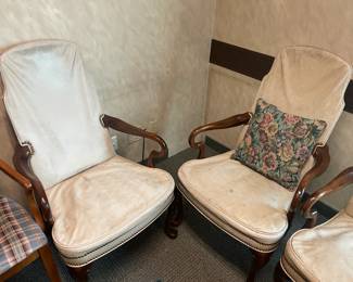 Executive Office Chairs W/ Leather Upholstery & Wood Arm Rests