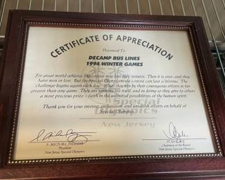 Assorted Award Plaques Awarded To DeCamp Bus Lines