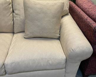 White Upholstered Love Seat (2 Available)