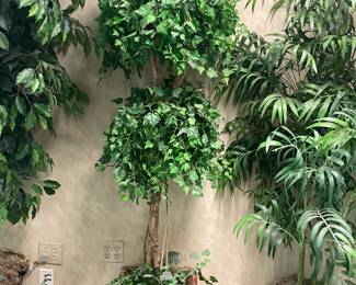 An Assortment Of Faux Plants, Ivy, Floral Arrangements, & OVERSIZED Trees