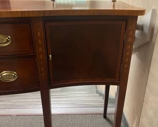 BEAUTIFUL Executive Dining Room/Conference Room Sideboard Cabinet W/ 2 Doors, 2 Drawers, & Brass Hardware And Rail (Ethan Allen)