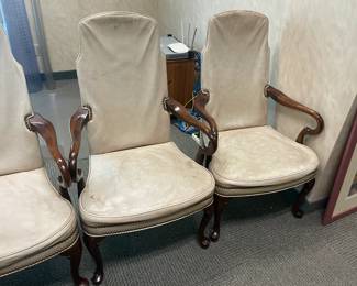Executive Office Chairs W/ Leather Upholstery & Wood Arm Rests
