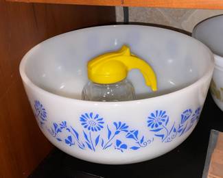 Vintage Printed Fire King Milk Glass Mixing Bowl