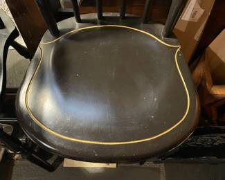 Antique Handpainted Black & Gold Hitchcock Style Chair Depicting "Raising The Flag, Taunton, Mass, OCt 1774)