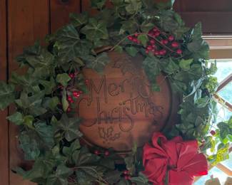 Christmas Wreath W/ Wooden Insert Sign